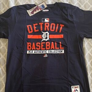 Majestic Mens Detroit Baseball Navy Graphic T-Shirt